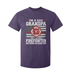 Retired Firefighter Grandpa T Shirt For Kid Retro American Flag TS10 Purple Print Your Wear