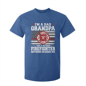 Retired Firefighter Grandpa T Shirt For Kid Retro American Flag TS10 Royal Blue Print Your Wear