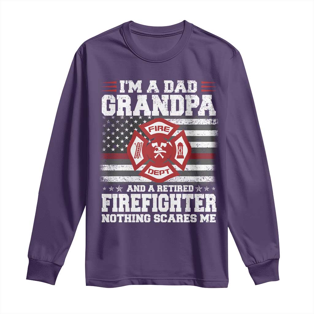 Retired Firefighter Grandpa Long Sleeve Shirt Retro American Flag TS10 Purple Print Your Wear