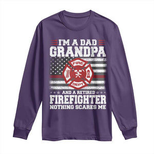 Retired Firefighter Grandpa Long Sleeve Shirt Retro American Flag TS10 Purple Print Your Wear