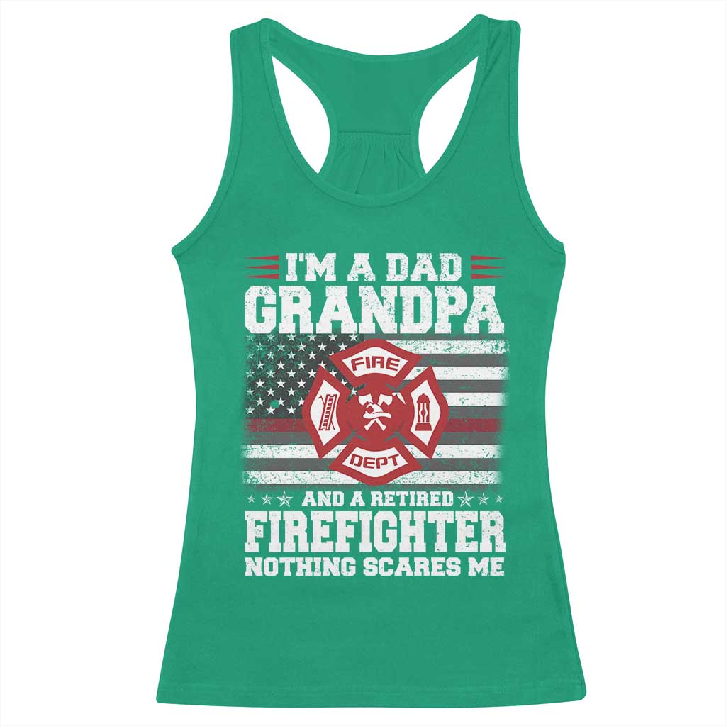 Retired Firefighter Grandpa Racerback Tank Top Retro American Flag TS10 Irish Green Print Your Wear