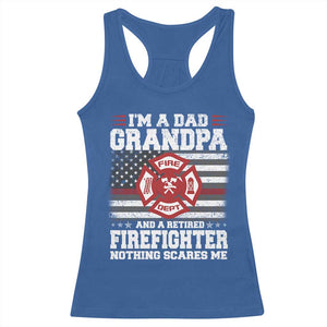 Retired Firefighter Grandpa Racerback Tank Top Retro American Flag TS10 Royal Blue Print Your Wear