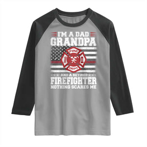 Retired Firefighter Grandpa Raglan Shirt Retro American Flag TS10 Sport Gray Black Print Your Wear