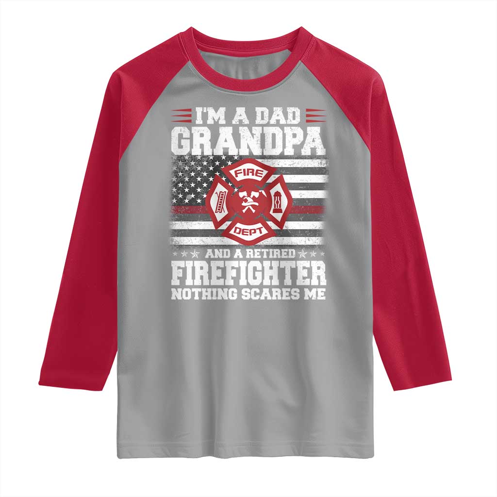 Retired Firefighter Grandpa Raglan Shirt Retro American Flag TS10 Sport Gray Red Print Your Wear