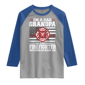 Retired Firefighter Grandpa Raglan Shirt Retro American Flag TS10 Sport Gray Royal Print Your Wear