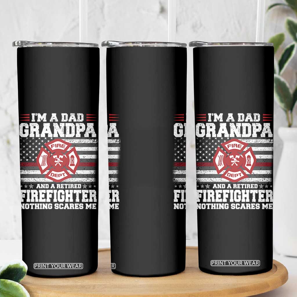 Retired Firefighter Grandpa Skinny Tumbler Retro American Flag TS10 Print Your Wear