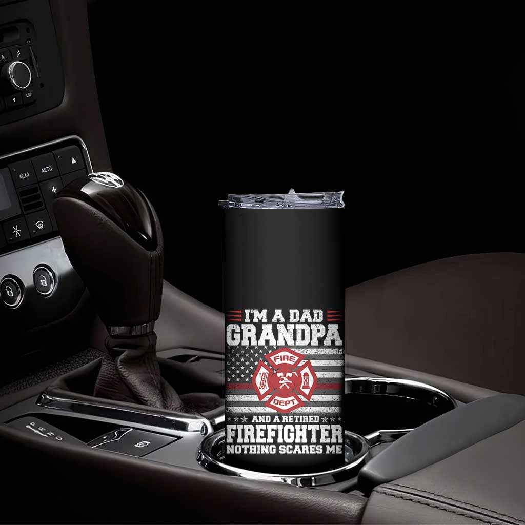 Retired Firefighter Grandpa Skinny Tumbler Retro American Flag TS10 Print Your Wear