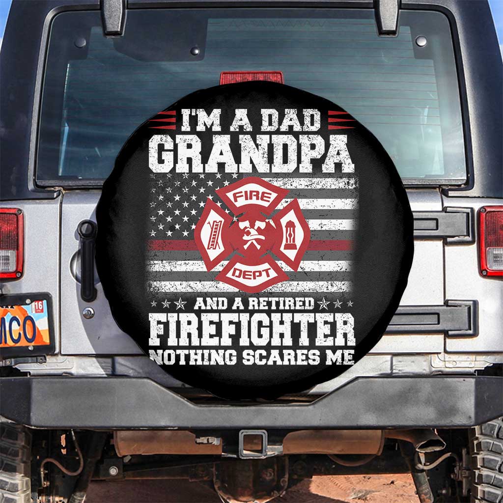 Retired Firefighter Grandpa Spare Tire Cover Retro American Flag TS10 No hole Black Print Your Wear