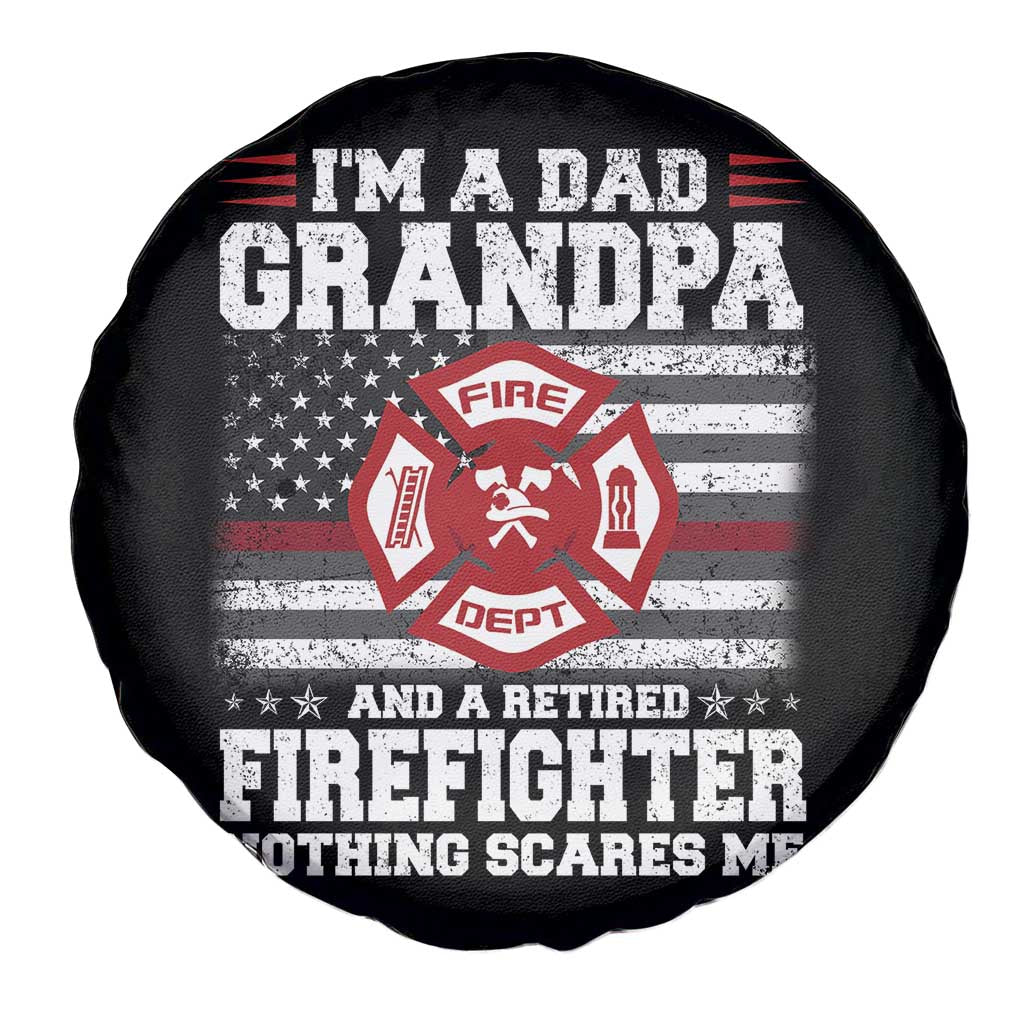 Retired Firefighter Grandpa Spare Tire Cover Retro American Flag TS10 Print Your Wear