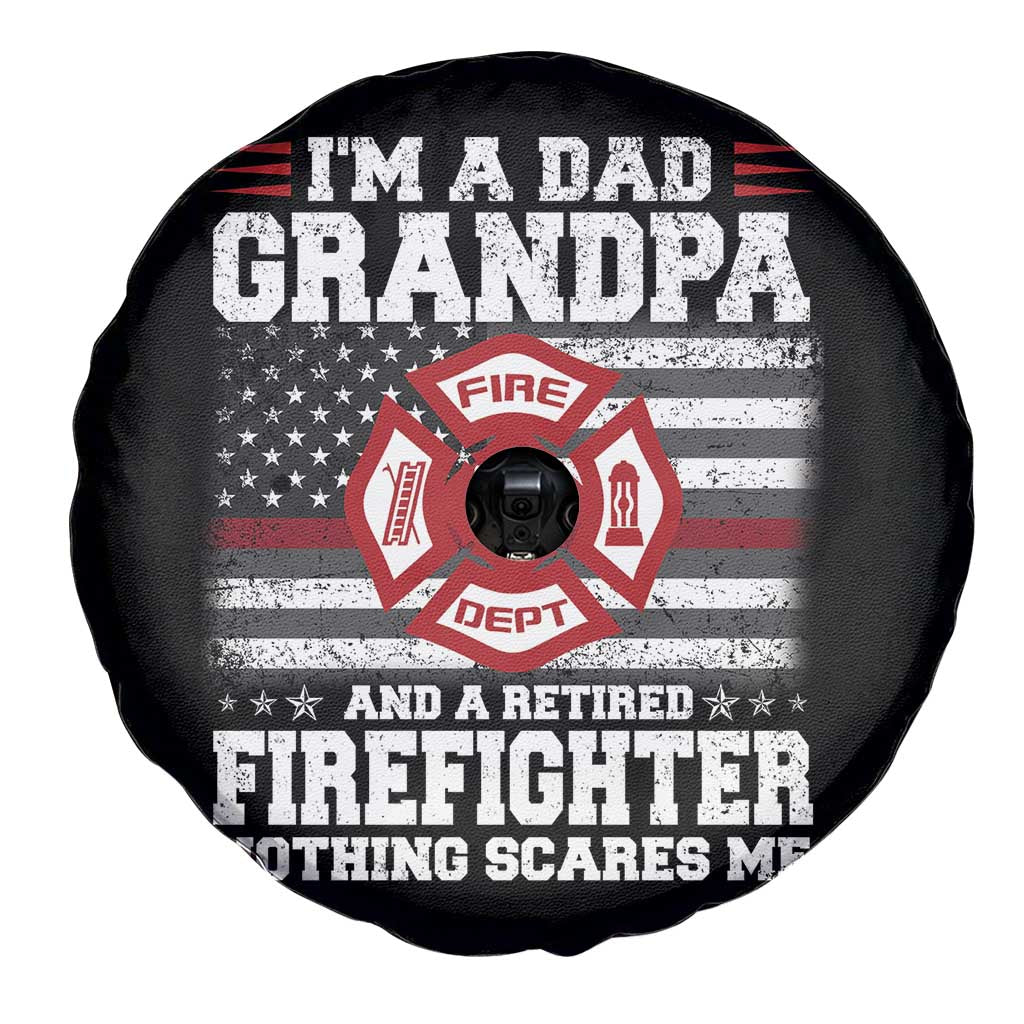 Retired Firefighter Grandpa Spare Tire Cover Retro American Flag TS10 Print Your Wear