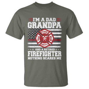 Retired Firefighter Grandpa T Shirt Retro American Flag TS10 Military Green Print Your Wear