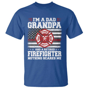 Retired Firefighter Grandpa T Shirt Retro American Flag TS10 Royal Blue Print Your Wear
