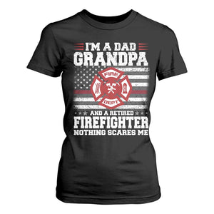 Retired Firefighter Grandpa T Shirt For Women Retro American Flag TS10 Black Print Your Wear