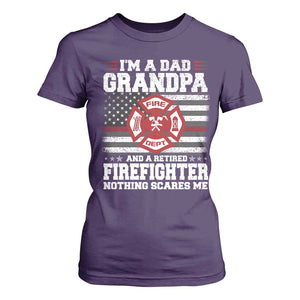 Retired Firefighter Grandpa T Shirt For Women Retro American Flag TS10 Purple Print Your Wear
