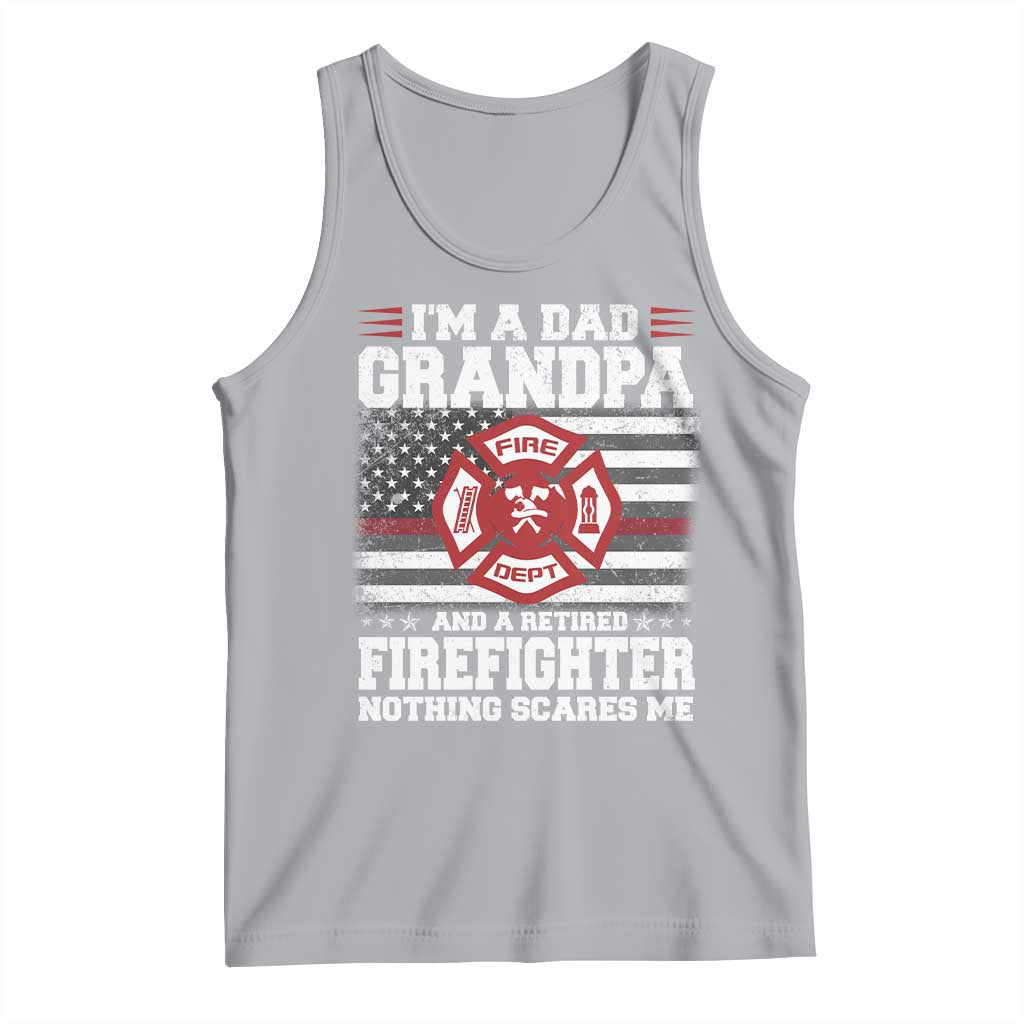Retired Firefighter Grandpa Tank Top Retro American Flag TS10 Athletic Heather Print Your Wear