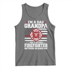 Retired Firefighter Grandpa Tank Top Retro American Flag TS10 Black Heather Print Your Wear