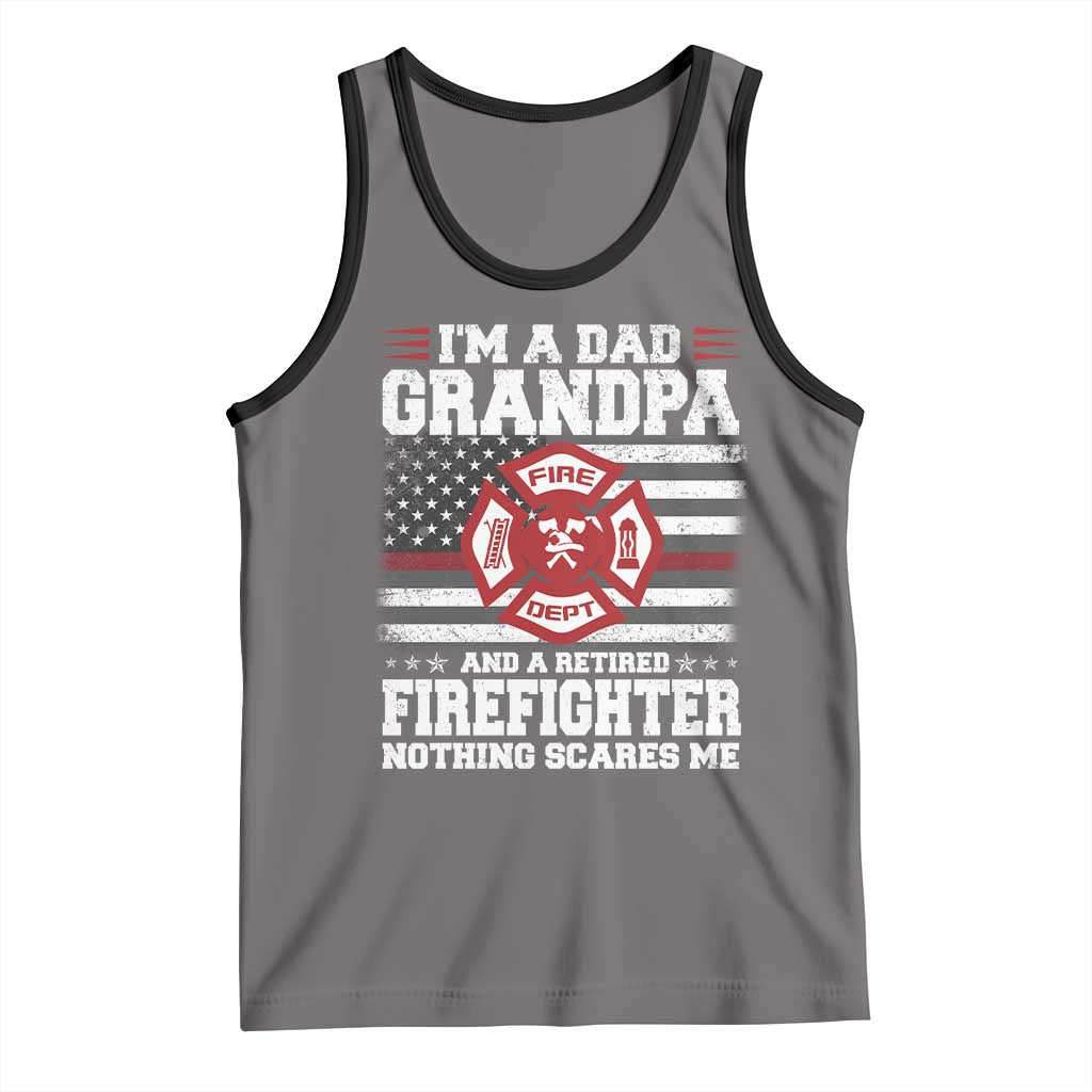 Retired Firefighter Grandpa Tank Top Retro American Flag TS10 Deep Heather Black Print Your Wear
