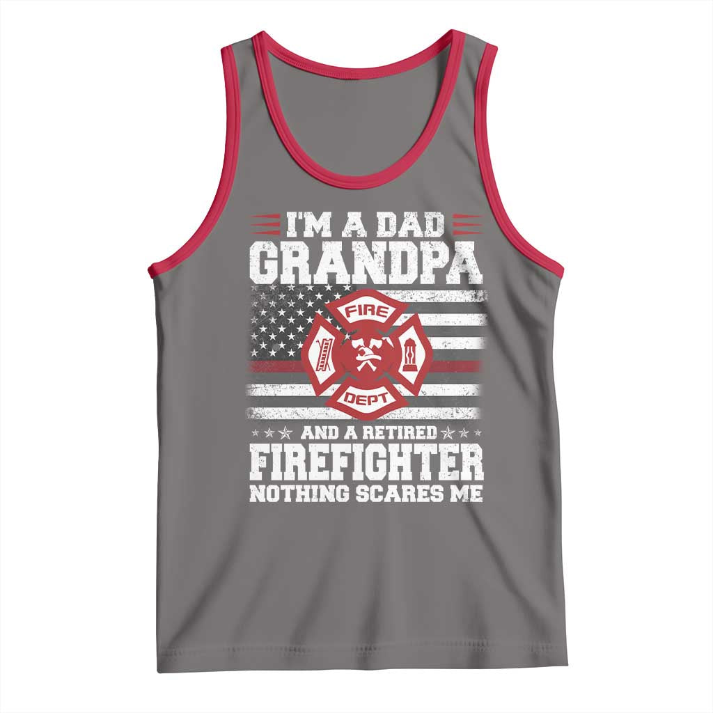 Retired Firefighter Grandpa Tank Top Retro American Flag TS10 Deep Heather Red Print Your Wear