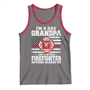 Retired Firefighter Grandpa Tank Top Retro American Flag TS10 Deep Heather Red Print Your Wear