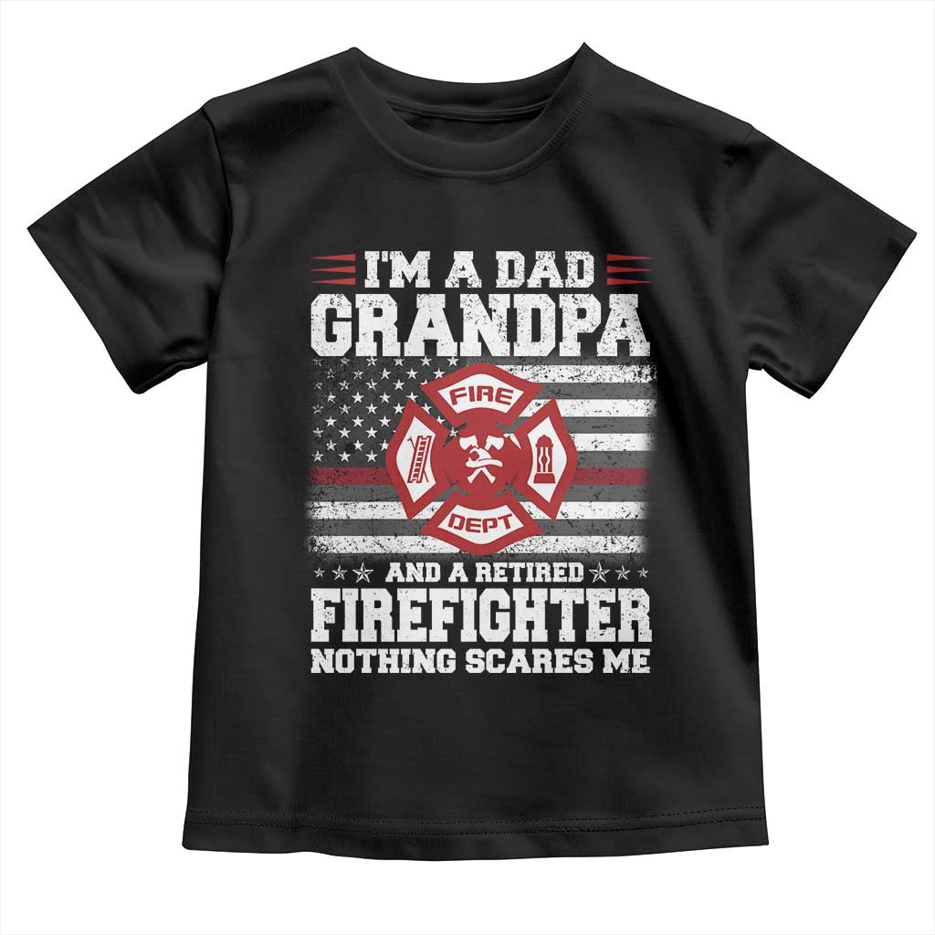 Retired Firefighter Grandpa Toddler T Shirt Retro American Flag TS10 Black Print Your Wear