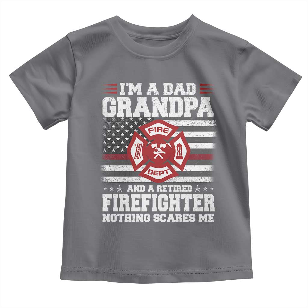 Retired Firefighter Grandpa Toddler T Shirt Retro American Flag TS10 Charcoal Print Your Wear