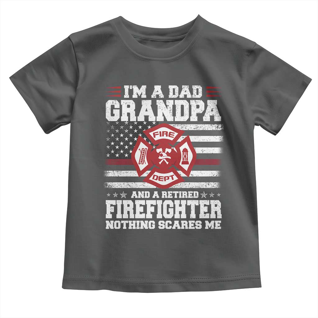 Retired Firefighter Grandpa Toddler T Shirt Retro American Flag TS10 Dark Heather Print Your Wear