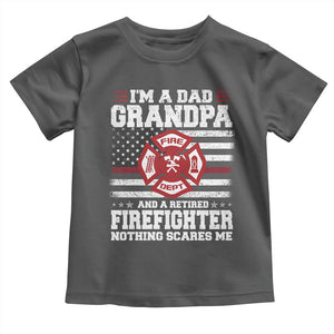 Retired Firefighter Grandpa Toddler T Shirt Retro American Flag TS10 Dark Heather Print Your Wear