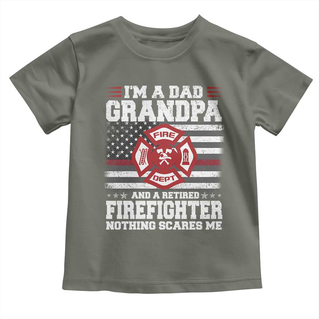 Retired Firefighter Grandpa Toddler T Shirt Retro American Flag TS10 Military Green Print Your Wear