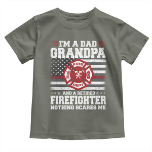 Retired Firefighter Grandpa Toddler T Shirt Retro American Flag TS10 Military Green Print Your Wear