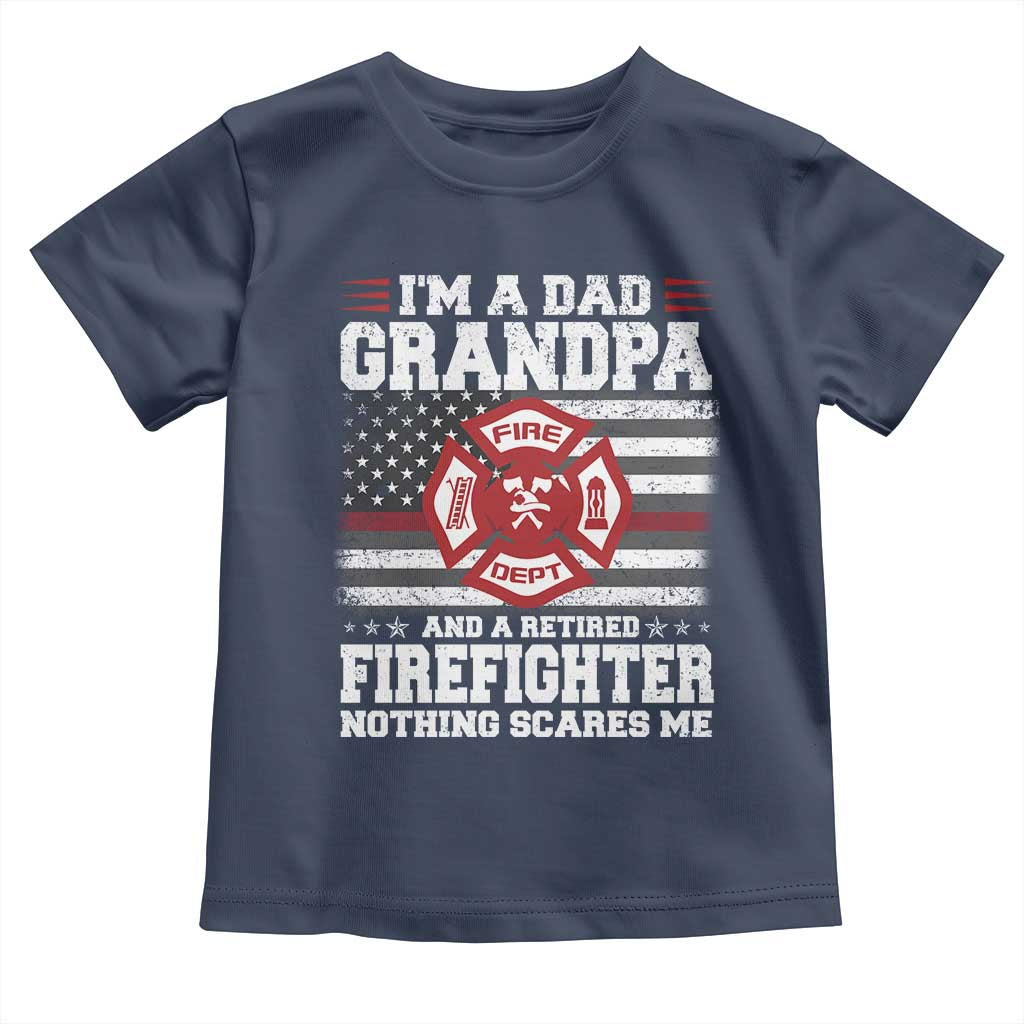 Retired Firefighter Grandpa Toddler T Shirt Retro American Flag TS10 Navy Print Your Wear