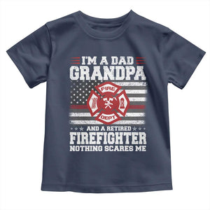 Retired Firefighter Grandpa Toddler T Shirt Retro American Flag TS10 Navy Print Your Wear