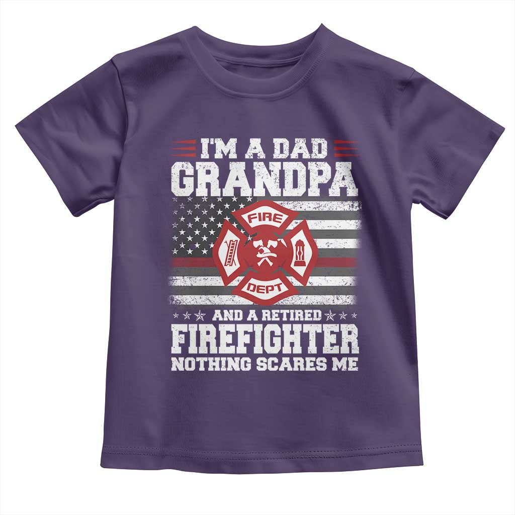 Retired Firefighter Grandpa Toddler T Shirt Retro American Flag TS10 Purple Print Your Wear