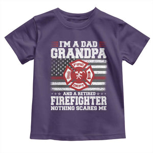 Retired Firefighter Grandpa Toddler T Shirt Retro American Flag TS10 Purple Print Your Wear
