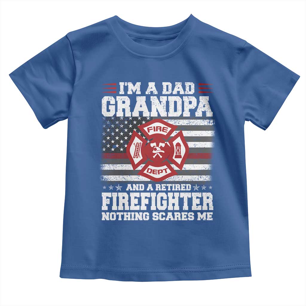 Retired Firefighter Grandpa Toddler T Shirt Retro American Flag TS10 Royal Blue Print Your Wear