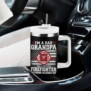 Retired Firefighter Grandpa Tumbler With Handle Retro American Flag TS10 Print Your Wear