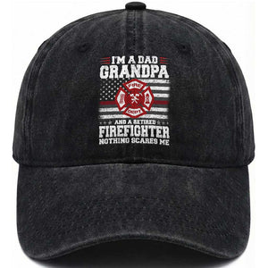 Retired Firefighter Grandpa Washed Cotton Baseball Cap Retro American Flag TS10 Print Your Wear