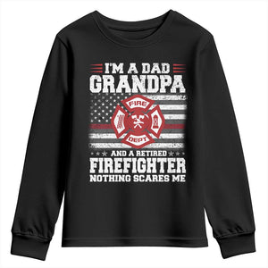 Retired Firefighter Grandpa Youth Sweatshirt Retro American Flag TS10 Black Print Your Wear
