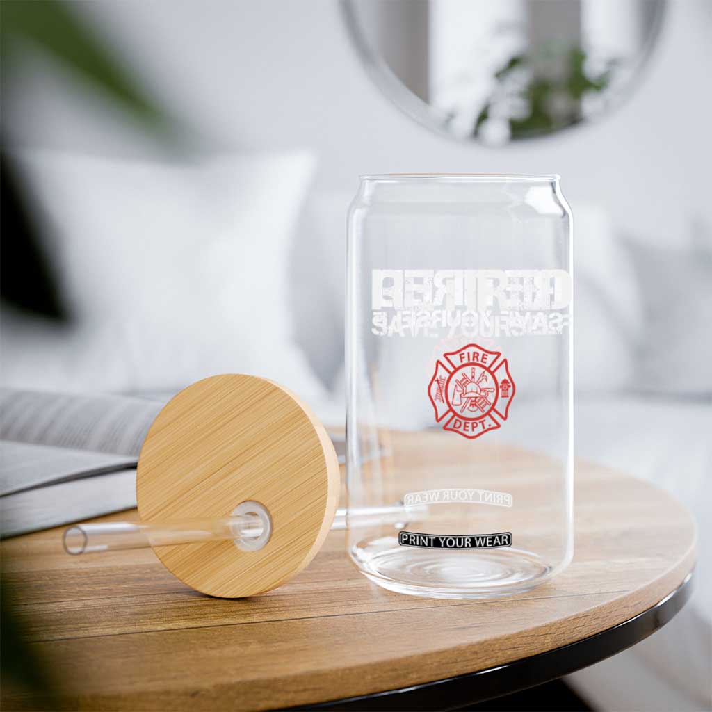 Retired Firefighter Glass Can Funny Retirement Gifts Save Yourself TS10 Print Your Wear