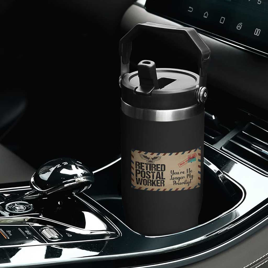Retired Postal Worker Flip Straw Tumbler No Longer My Priority Retirement Gifts TS10 Print Your Wear