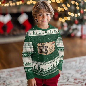 Retired Postal Worker Ugly Christmas Sweater No Longer My Priority Retirement Gifts TS10 Forest Green Beige Print Your Wear