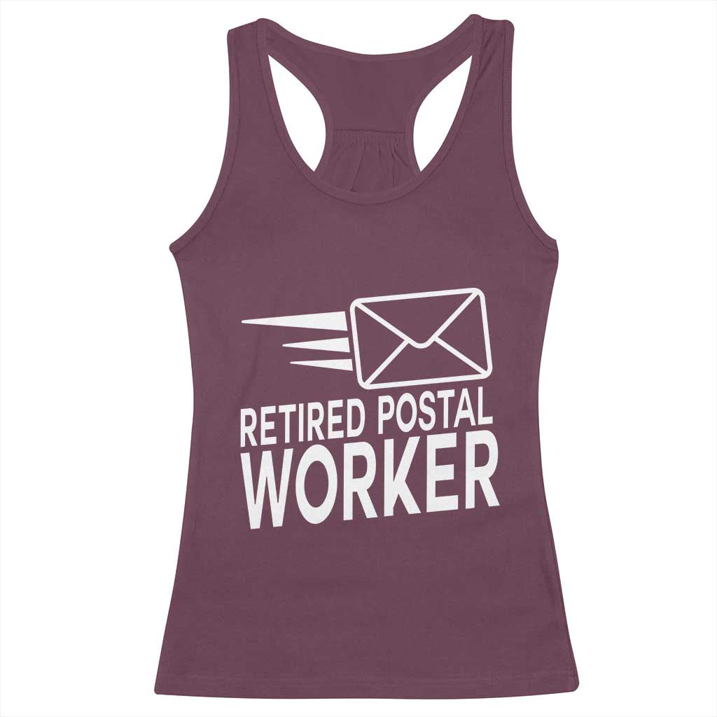Retired Postal Worker Racerback Tank Top Mailman Postman Retirement Gifts TS10 Maroon Print Your Wear