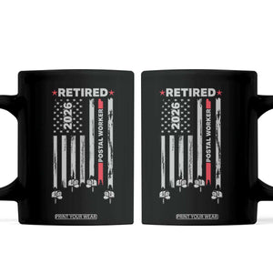 Retired Postal Worker 2026 Coffee Mug Retro US Flag Mailman Postman Retirement Gifts TS10 Black Print Your Wear
