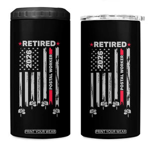 Retired Postal Worker 2026 4 in 1 Can Cooler Tumbler Retro US Flag Mailman Postman Retirement Gifts TS10 One Size: 16 oz Black Print Your Wear