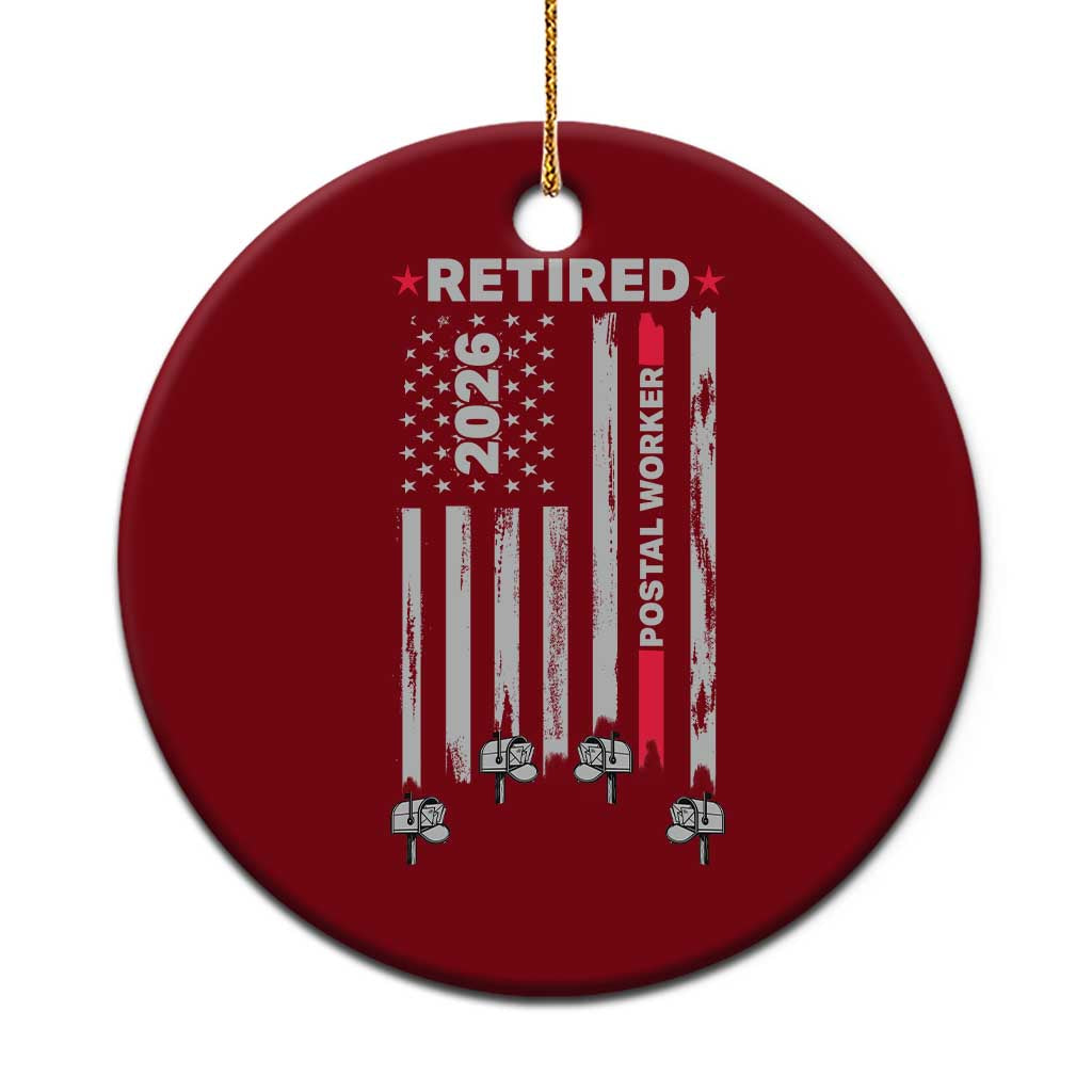 Retired Postal Worker 2026 Ceramic Ornament Retro US Flag Mailman Postman Retirement Gifts TS10 1pc Red Print Your Wear