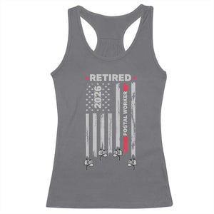 Retired Postal Worker 2026 Racerback Tank Top Retro US Flag Mailman Postman Retirement Gifts TS10 Charcoal Print Your Wear