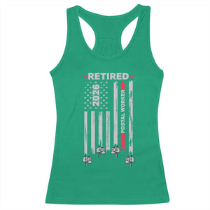 Retired Postal Worker 2026 Racerback Tank Top Retro US Flag Mailman Postman Retirement Gifts TS10 Irish Green Print Your Wear