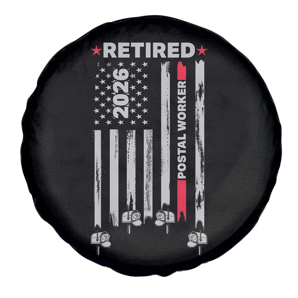 Retired Postal Worker 2026 Spare Tire Cover Retro US Flag Mailman Postman Retirement Gifts TS10 Print Your Wear