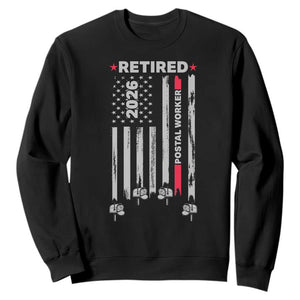 Retired Postal Worker 2026 Sweatshirt Retro US Flag Mailman Postman Retirement Gifts TS10 Black Print Your Wear