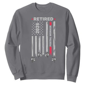 Retired Postal Worker 2026 Sweatshirt Retro US Flag Mailman Postman Retirement Gifts TS10 Charcoal Print Your Wear