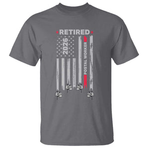Retired Postal Worker 2026 T Shirt Retro US Flag Mailman Postman Retirement Gifts TS10 Charcoal Print Your Wear